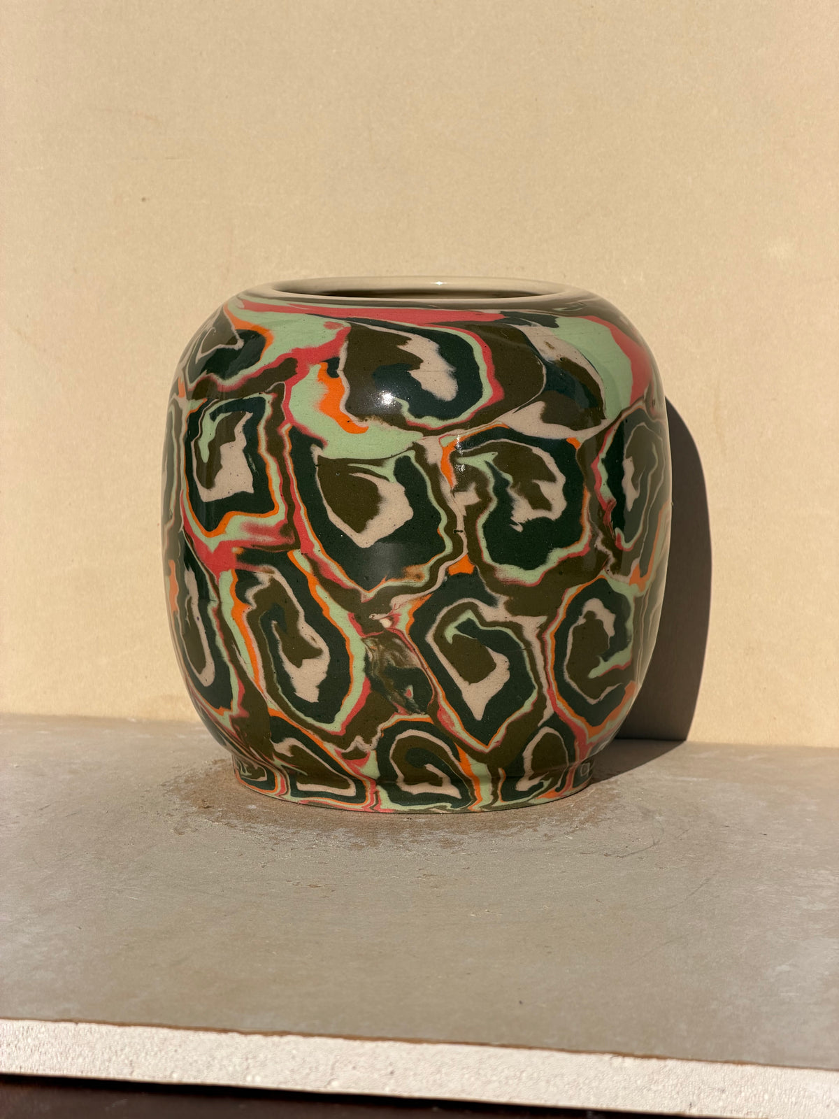 Green Spiral Nerikomi Vase
