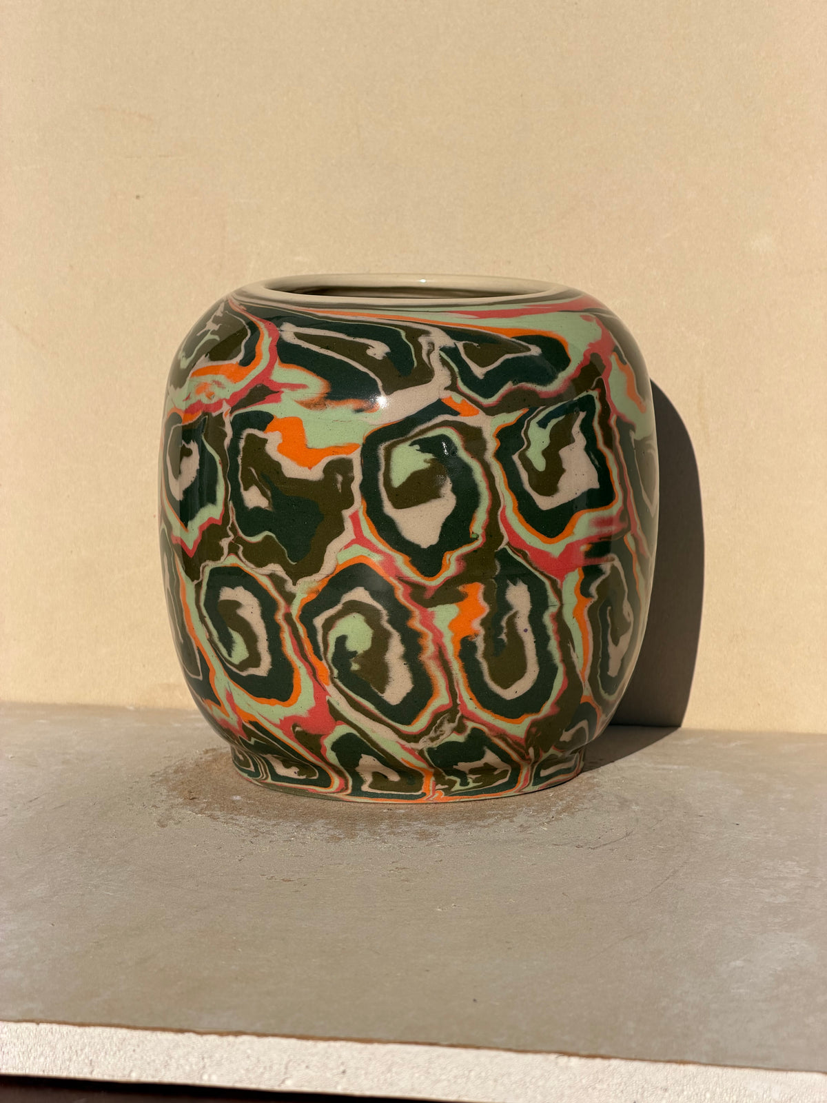 Green Spiral Nerikomi Vase