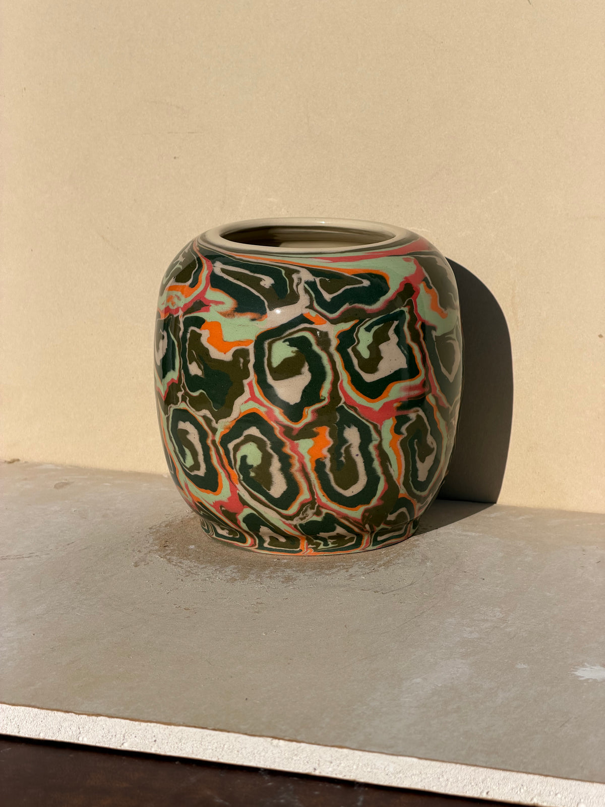 Green Spiral Nerikomi Vase