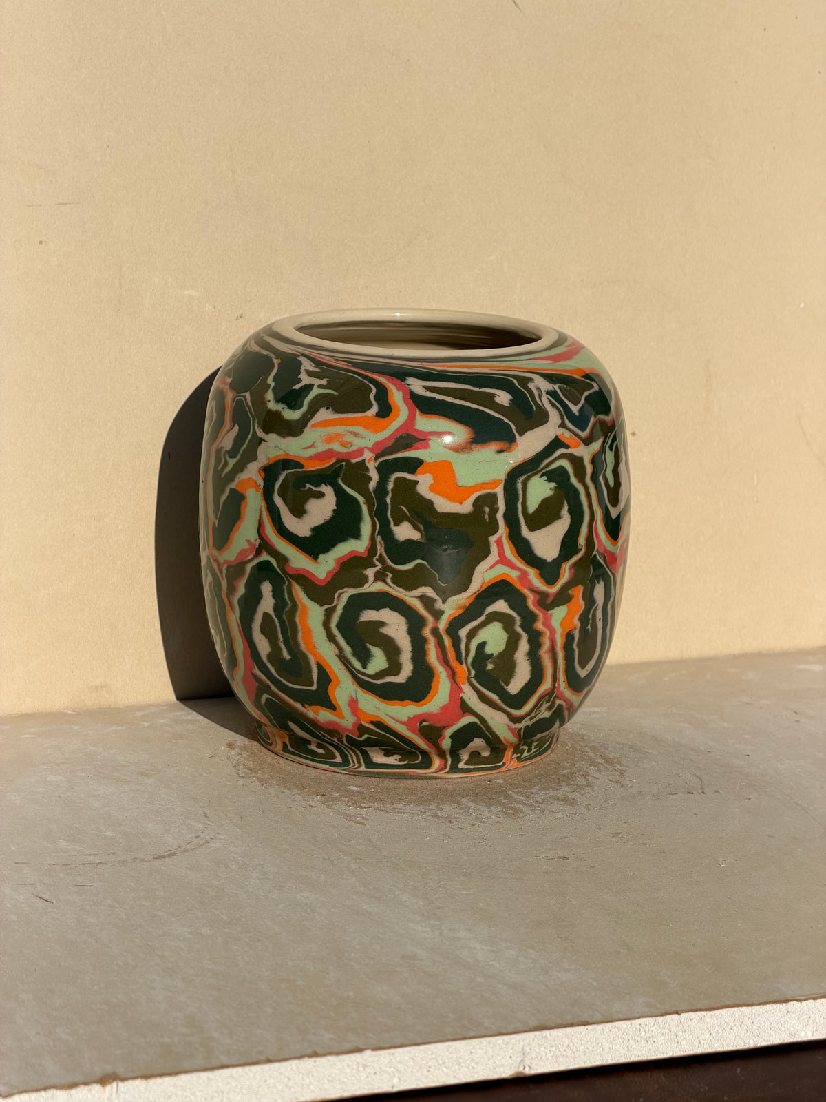 Green Spiral Nerikomi Vase