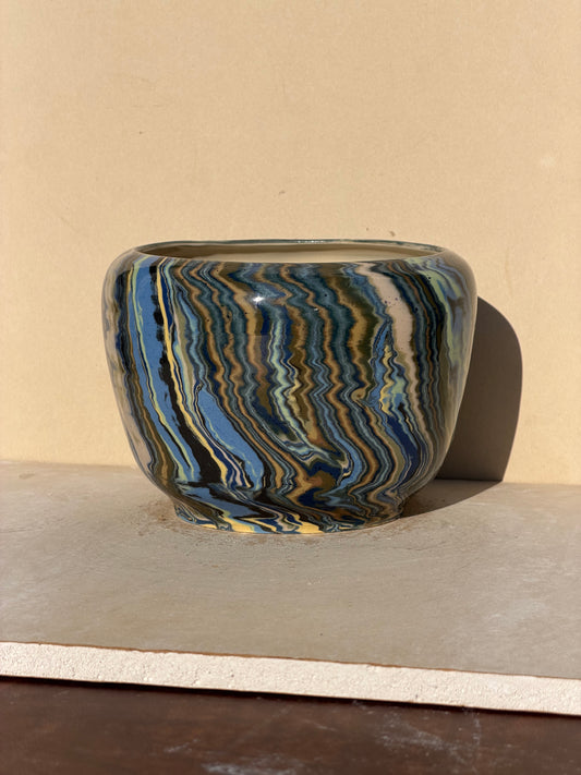 Blue Nerikomi vase