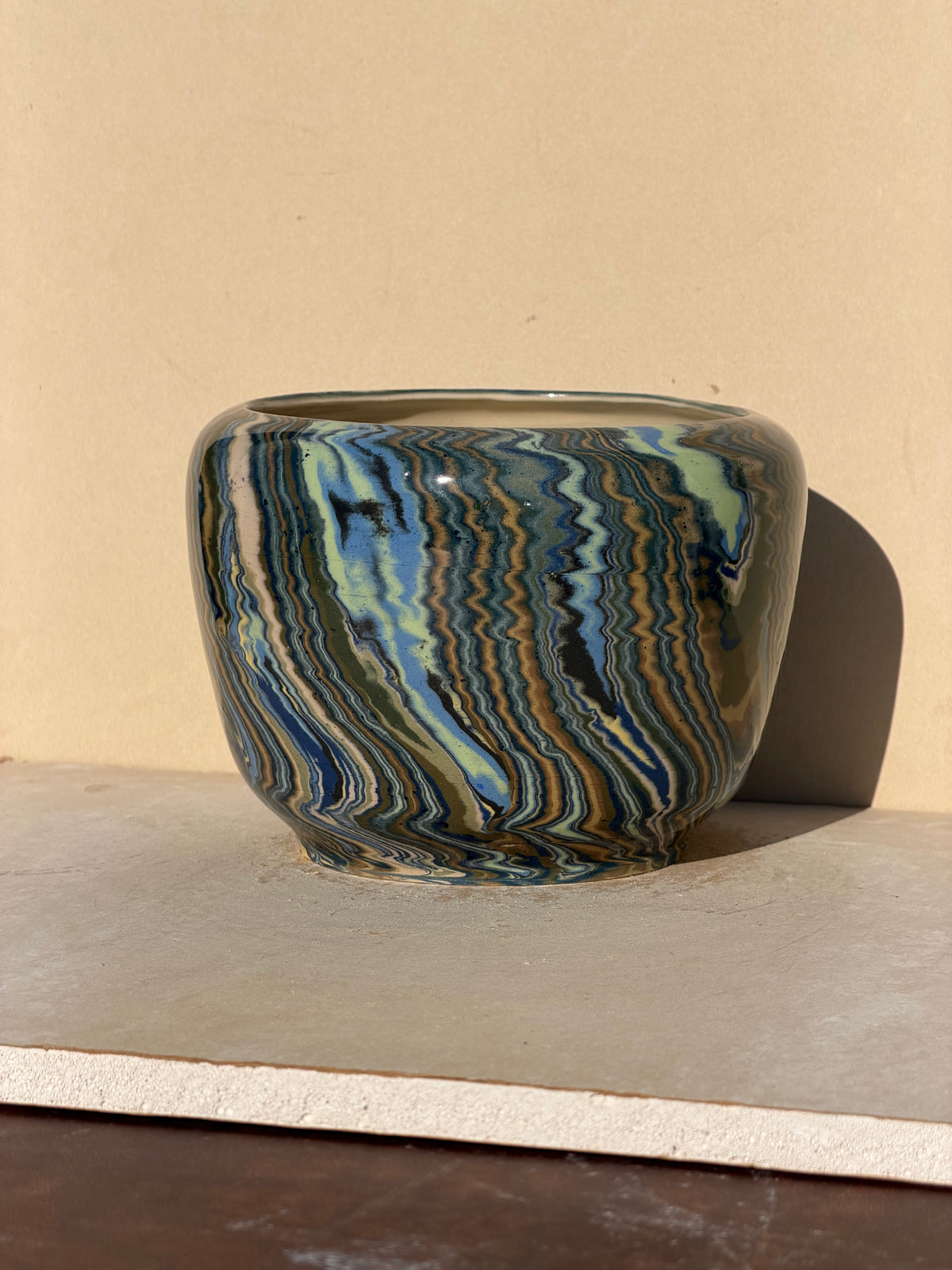 Blue Nerikomi vase