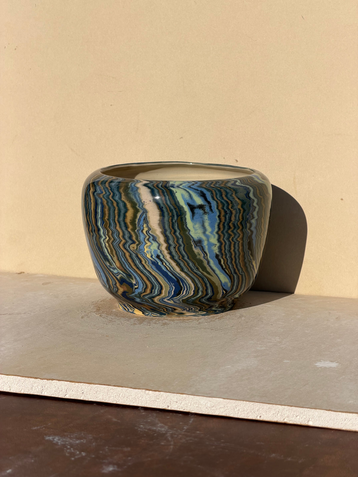 Blue Nerikomi vase