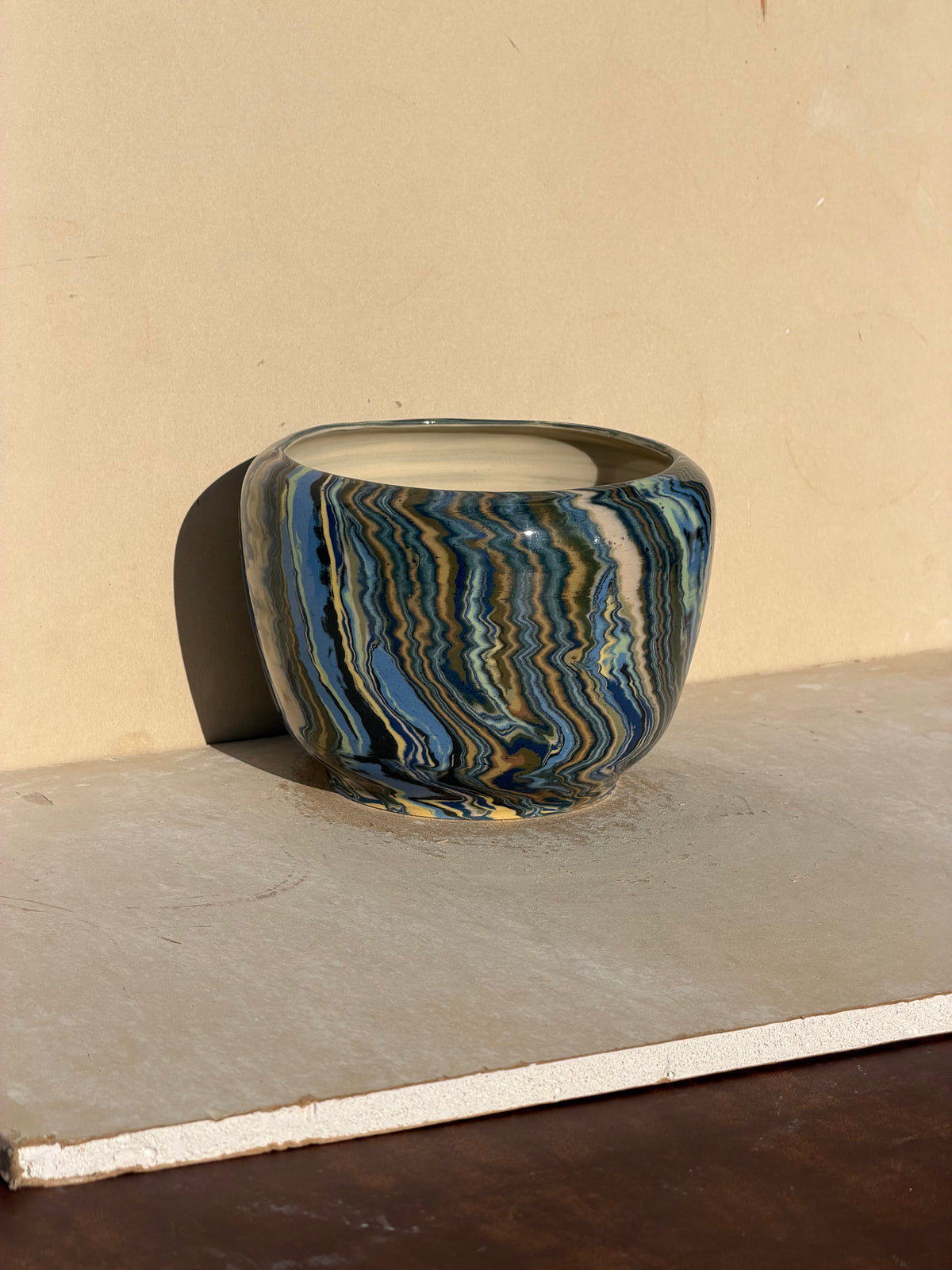 Blue Nerikomi vase