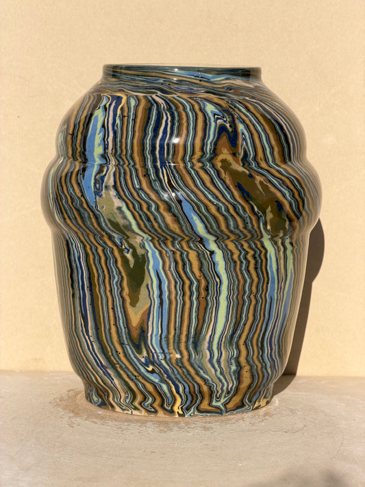 Blue Nerikomi vase