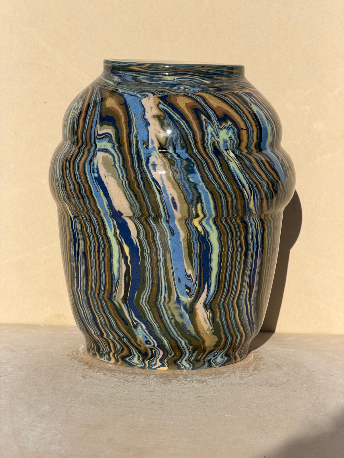 Blue Nerikomi vase