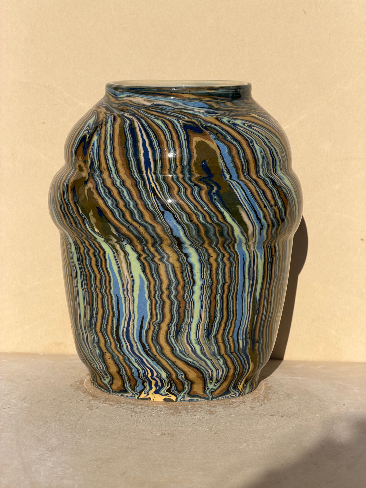 Blue Nerikomi vase