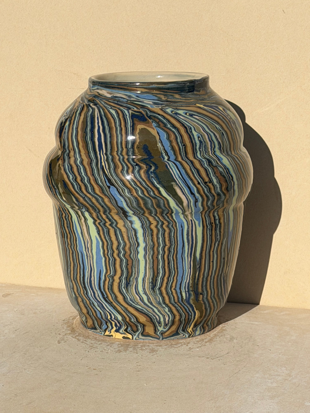 Blue Nerikomi vase