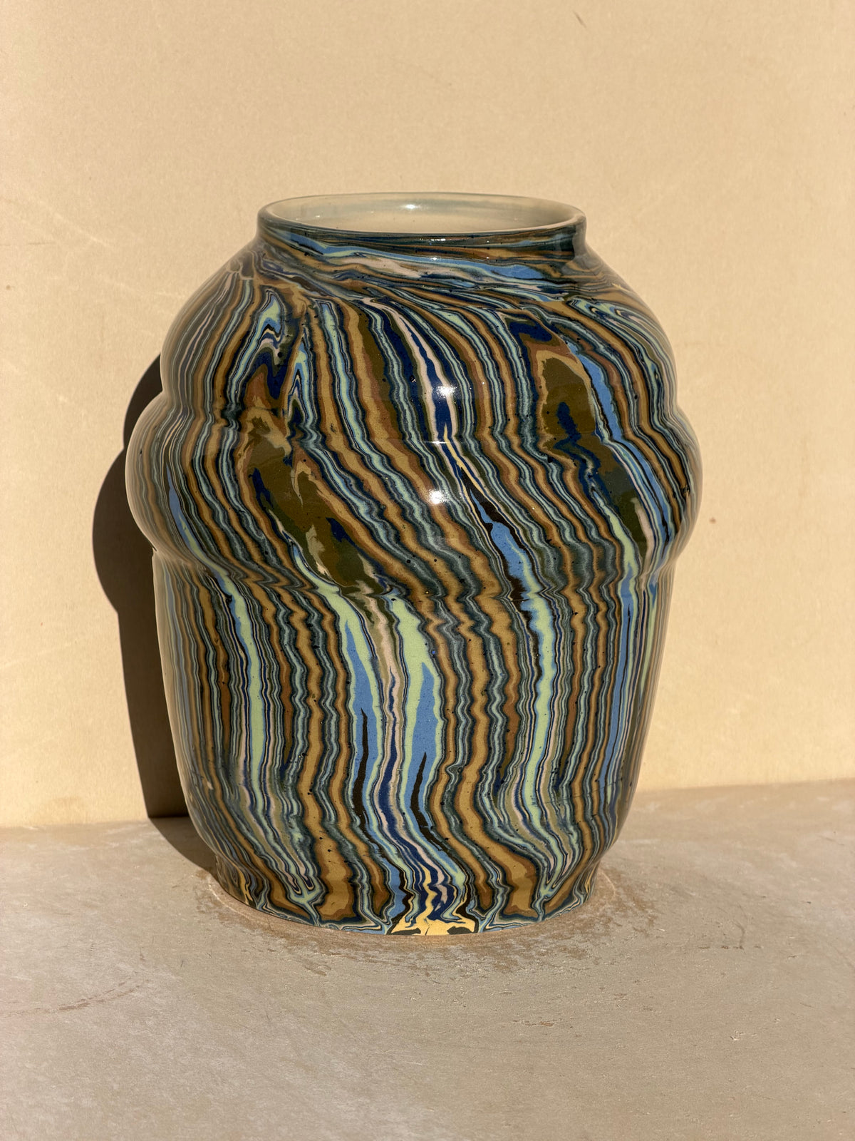 Blue Nerikomi vase