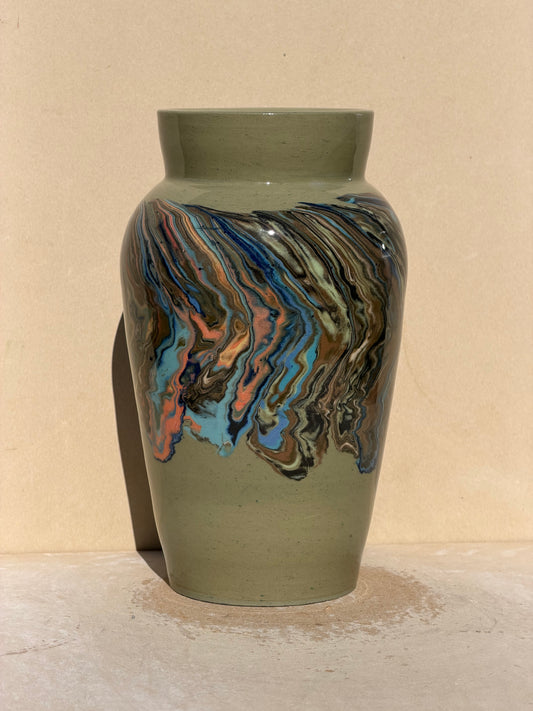 Green Nerikomi Band vase