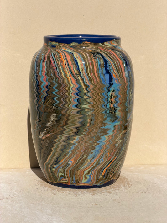 Blue Nerikomi vase