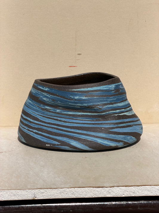 Brown and Blue Carved Vase